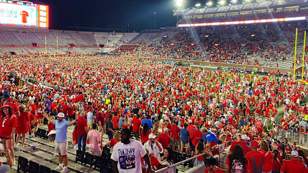Ole Miss vs LSU on field crowd 2023